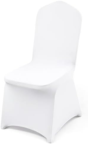 VEVOR Chair Covers, Polyester Spandex Chair Cover, Stretch Slipcovers for Wedding Party Dining Banquet Flat-Front Chair Covers (White-a, 53PCS) by VEVOR