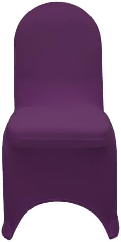 YOUR CHAIR COVERS - 6 Pack Eggplant Stretch Spandex Banquet Chair Covers - Wedding Slip Premium Quality Cover - Image 3