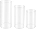 3PCS Clear Acrylic Cylinder Pedestal Stands 23.6''+29.5''+35.4'' Tall Round Display Pedestal Decor Background Dessert Table Pillars for Party Birthday Wedding Props Baby Shower Party Event Decoration - Image 2