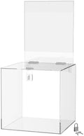 Marketing Holders 10 Inch Locking Ballot Box with Removable 8.5" x 11" Header Sign Holder Clear Acrylic Cube Donation Bin by MarketingHolders