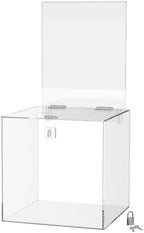 Marketing Holders 10 Inch Locking Ballot Box with Removable 8.5" x 11" Header Sign Holder Clear Acrylic Cube Donation Bin by MarketingHolders