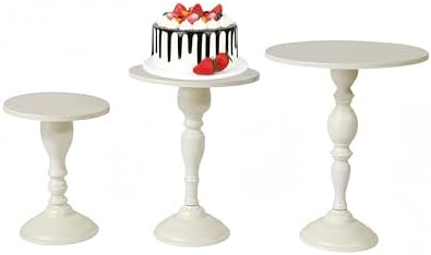 Cream White 3Pcs Metal Round Elegant Cake Stand Set Dessert Display - Image 2