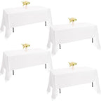 4 Pack Rectangle Tablecloth 60x126 Inch White Washable Polyester Table Cover for Wedding Dining Table Buffet Parties Banquet Decoration（White） by JALANCY