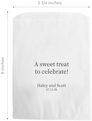 Personalized Text Treat Bags / 50 Fully Custom Event Thank You Dessert Bags / 5 3/4" x 8" Flat Classic Black And White Graduation Wedding Celebration Party Favor Candy Cookie Holder/Made In The USA - Image 5