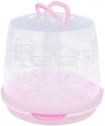3-Tiers Portable Desserts Storage Container Box Cupcake Holder Pink Cupcake Carrier with Lid and Handle 24 Cupcakes for Pie, Cookies - Image 7