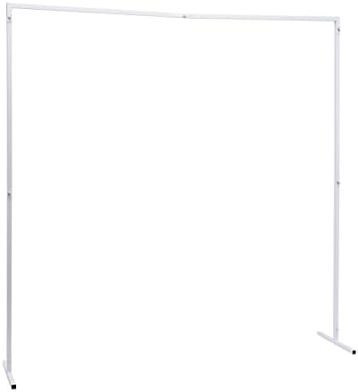 6.6ftx6.6ft Backdrop Stand, White Portable Pipe and Drape Backdrop Stand for Parties Silver Wedding Garden Balloon Arch Frame for Wedding Birthday Parties Banquets Background Decor (6.6x 6.6ft-White) by Unknown