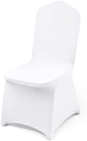 VEVOR 100 Pcs White Chair Covers Polyester Spandex Chair Cover Stretch Slipcovers for Wedding Party Dining Banquet Flat-Front Chair Covers by VEVOR