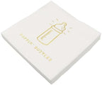 Celebrate It Cocktail Napkins – “POPPIN' BOTTLES” Gold Foil Baby Shower Napkins, White/Gold, 4.8" x 4.8", 24 Packs (480 Total) - Image 3