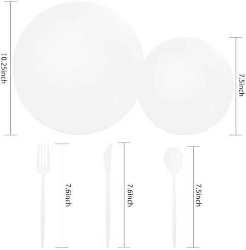 EjonirInjonir 150pcs Heavy-Duty White Plastic Plates for Party Serves 30 - Image 2