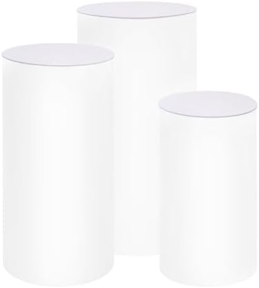 Cylinder Stands for Party 3Pcs, White Round Cylinder Pedestal Display Plinth Pillars,Round Reusable Dessert Display Tables ,Easy To Store for Wedding Party Decor 35.4''(L),29.5''(M),23.6''(S) - Image 2