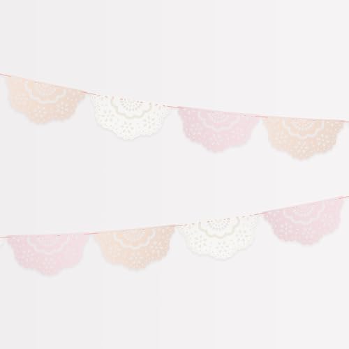 Meri Meri Broderie Anglaise Lace Pennant Banner (Pack of 1), 12.5' Party Banner Including Excess Cord, Meri Meri Party Banner, Reusable by MeriMeri