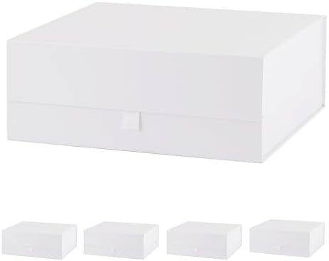 5 Pcs White Gift Box Large 13.5x11.8x4.7 Inches, White Gift Boxes for Presents with Magnetic Closure Lid, Luxury Gift Box Rectangle Collapsible Boxes for Gift Packaging by PLINJOY