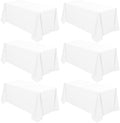 6 Pack Tablecloth 90 x 132 inch Polyester Table Cloth for 6 Foot Rectangle Tables,Stain and Wrinkle Resistant Washable Fabric Table Covers Polyester White Tablecloths for Wedding,Party,Banquet by YMHPRIDE