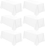 6 Pack Tablecloth 90 x 132 inch Polyester Table Cloth for 6 Foot Rectangle Tables,Stain and Wrinkle Resistant Washable Fabric Table Covers Polyester White Tablecloths for Wedding,Party,Banquet by YMHPRIDE