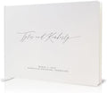 Personalized Guestbook in Eggshell - 11.5 x 8.5" Custom Hardcover Book for Wedding Reception Guests to Sign, Photobooth Album w/ Blank 140gsm Pages, Includes Ribbon Bookmark, Customized Names & Date by MUUJEE