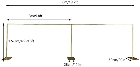 10x20ft Backdrop Stand Pipe Kit, Heavy Duty Adjustable Curtain Frame Professional Background Support Telescopic Wall Shelf Photo Stand Kits for Wedding Party Celebration Photography,Gold - Image 4