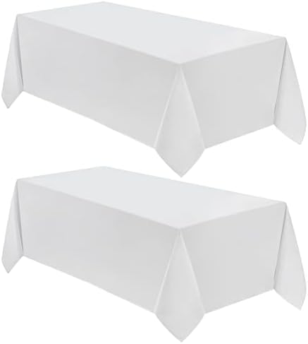VidaFete 2 Pack 90 * 132inch White Rectangle Tablecloth for 6ft Tables by VidaFete