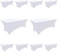 10-Pack 4ft White Spandex Table Covers for Rectangular Folding Tables - Wrinkle Resistant Stretch Tight Table Cloths - Fitted Table Protector for Parties, Trade Shows, Banquet, and Wedding by Unknown