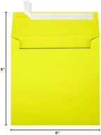 LUXPaper Square Invitation Envelopes | Peel & Press | 6" x 6" | Citrus Yellow | 80lb. Text | 250 Qty - Image 3