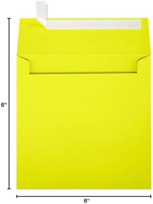 LUXPaper Square Invitation Envelopes | Peel & Press | 6" x 6" | Citrus Yellow | 80lb. Text | 250 Qty - Image 3