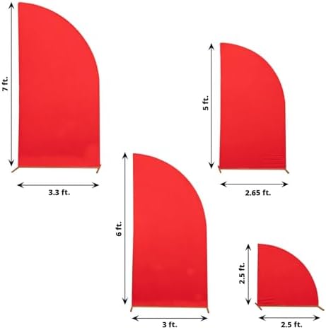 Efavormart Set of 4 Red Spandex Half Moon Arch Covers, Custom Fit Chiara Backdrop Slipcovers 2.5ft-7ft for Award Galas and Grand Opening Entrances - Image 3