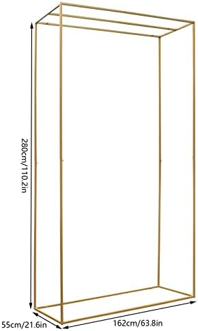 5.3x9.2ft/1.62x2.8m Wedding Arch Metal Garden Arbor Square Backdrop Stand Wedding Arches for Ceremony Metal Square Backdrop Stand Easy-to-Assemble Wedding Decorations Arch (Gold) - Image 3