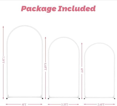 Arch Backdrop Stand Set of 3 (7.2FT,6.6FT,6FT),White Backdrop Arch - Image 3