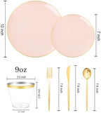 bUCLA 150PCS Pink Plastic Plates - Pink and Gold Disposable Include 25 Each (Dinner & Dessert) Plates, 25 Knives, 25 Forks, 25 Spoons and 25 Cups, Ideal for Party & Wedding - Image 3
