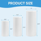 SaitiMade Set of 3 - White Cylinder Stands, Round PVC Pedestal Stands - Image 2