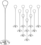 Radezon 12 Pack Silver Table Number Holders, 8inch Weighted Base Place Card Holders for Outdoor Wedding, Windproof Sturdy Metal Photo Stands for Reception Tables, Parties & Events by Radezon