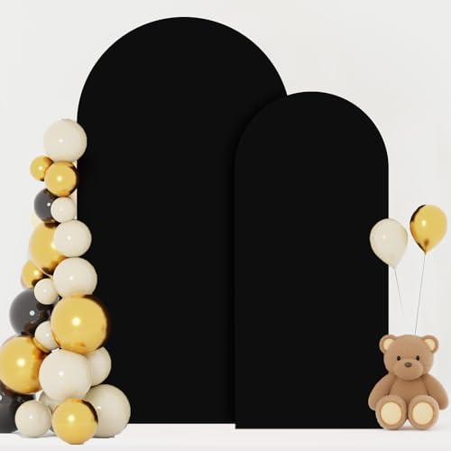 FOTSHARER 6FT 7.2FT Spandex Arch Cover Black Arch Stand Cover Set of 2 Wedding Arch Backdrop Cover for Chiara Wall Party Arch Fabric Cover Balloon Arch Covers Stretchy Backdrop for Halloween Decor - Image 2
