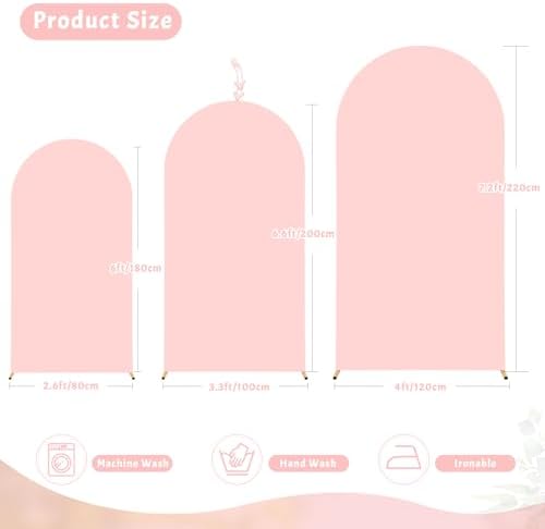 6.6FT Dusty Rose Arch Cover - Polyester Fitted Wedding Arch Stand Covers Round Top Chiara Arch Backdrop Cover for Birthday Party Banquet Photo Background Decoration - Image 4