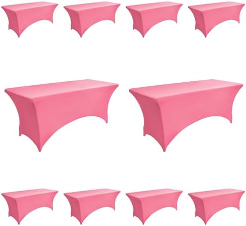 10-Pack 6ft Spandex Table Covers for Rectangle Standard Folding Tables - Wrinkle Resistant Stretch Tablecloths - Ultimate Fitted Table Protector for Parties, Banquet, Wedding by Unknown