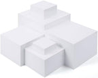 Geelin 6 Pcs Acrylic Risers Cube Stands, White, 3 to 8 Inch, Square by Geelin