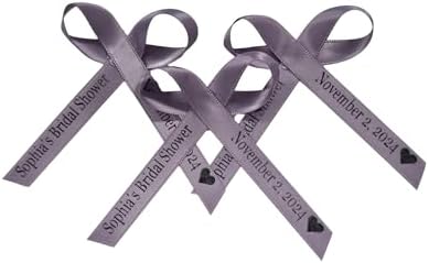 25 Personalized Ribbons Assesmbled Bows Custom Bridal Shower Favor Party Favors Wedding Bridesmaid Memorial Ribbons Funeral Baby Invitations Mis XV años Quinceanera (Thistle) - Image 3