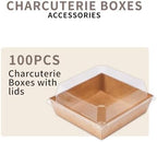 100 Pcs Small Charcuterie Boxes with Clear Lids - To Go Paper Rectangle Charcuterie Box, Disposable Food Containers, 5Inch Dessert Boxes for Cookie, Cake Slice Strawberries (Brown) - Image 2