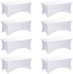 Fixwal 8 Pack 6FT White Tablecloth Rectangle Spandex Fitted Table Cover by Fixwal