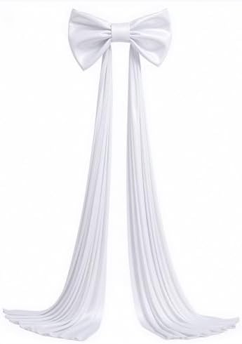 Large White Bow Decor, 24x16x79 Inches Big Silky Ribbon Bows for Room Wall Door Decorations Oversized Coquette Stain Bow Party Decorations for Birthday Bridal Baby Shower Wedding Photo Booth Backdrop - Image 7
