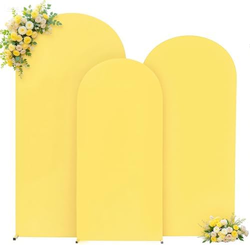 Yellow Arch Backdrop Cover 7.2ft 6.6ft 6ft Arch Cover Set of 3 Arch Covers Stretchy Backdrop for Wedding Party Baby Shower Birthday Photography Spandex Arch Stand Covers Backdrop Curtains Decor - Image 5