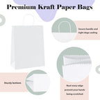 GSSUSA White Kraft Paper Gift Bag with Handles, 10x5x13 Bulk Shopping Grocery Paper Bags 300 Pcs - Image 3