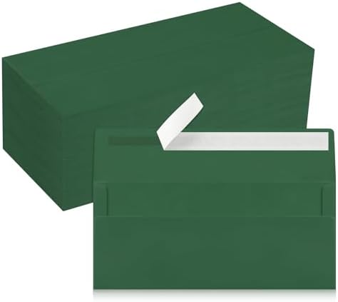 200 Pack Dark Green #10 Business Envelopes Letter Size Self-Seal by LIKAJON