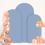 FANPROMS Set of 3 Wedding Arch Cover 6FT 6.6FT 7.2FT Dusty Blue Round Top Spandex Arch Stand Cover Fitted Fabric Balloon Arched Covers for Birthday Party Stretchy Arch Covers Decoration - Image 6