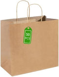 PAICUIKE Large Brown Paper Gift Bags with Handles, 13x7x13 Inch, 50 Pack by PAICUIKE