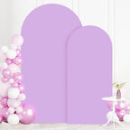 FOTSHARER 6FT 7.2FT Lavender Arch Cover Set of 2 Spandex Fitted Wedding Arch Covers Spandex Cover for Arch Backdrop Lilac Arch Cover Backdrop Fabric Chiara Arch Wall Cover for Round Top Arches Decor - Image 4