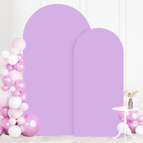 FOTSHARER 6FT 7.2FT Lavender Arch Cover Set of 2 Spandex Fitted Wedding Arch Covers Spandex Cover for Arch Backdrop Lilac Arch Cover Backdrop Fabric Chiara Arch Wall Cover for Round Top Arches Decor - Image 4