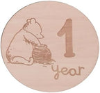 Disney Classic Winnie The Pooh Natural Wood Tone, 12 Piece Wooden Engraved Milestone Cards - Image 7