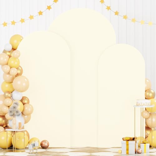 Ivory Backdrop Arch Cover Set of 3 Chiara Arch Backdrop Cover 6FT 6.6FT 7.2FT Wedding Arch Stand Covers Spandex Covers for Arch Backdrops for Birthday Party Bridal Baby Shower Anniversary Decor by FOTSHARER