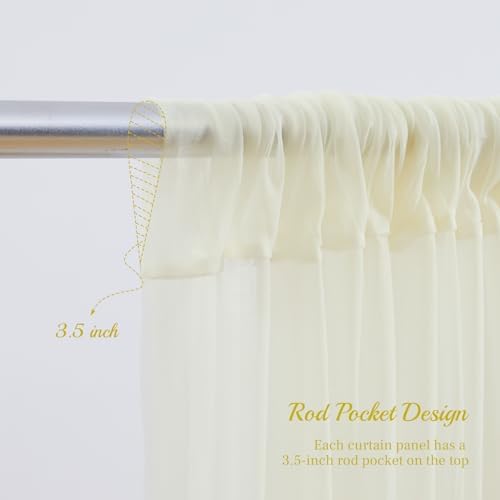 20x8ft Ivory Tulle Backdrop Curtain with Lights String for Parites, Sheer Backdrop Curtains for Wedding Baby Shower Birthday Party Photo Shoot Decorations - Image 4