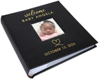Personalized Photo Album, Custom Engraved Picture Album, Holds 200 4" x 6" Photos, Leatherette and Laser Engraved Scrapbook, Welcome Baby, Black by GiftsForYouNow