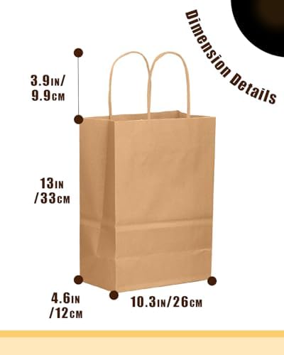qiqee 100-Packs Large Size Paper Gift Bags with Handles Bulk 13"×10.2"×4.7" Brown Gift Bags Multiple Uses - Image 4